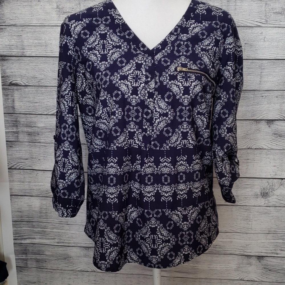 🍓 Tacera Blouse Size Blue with white